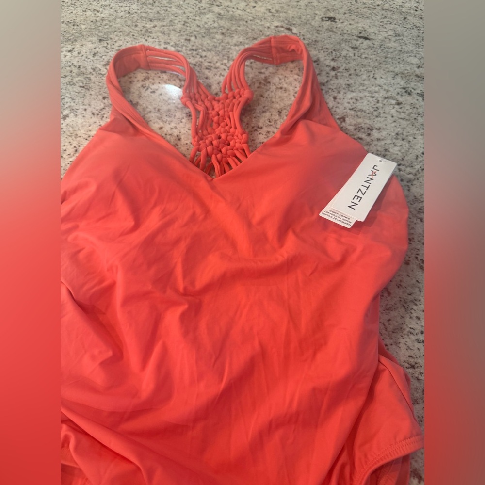 Jantzen Coral Macramé-Back One-Piece Swimsuit